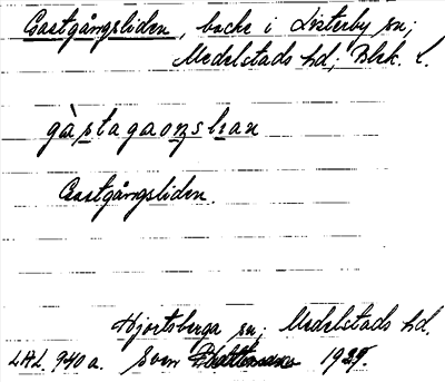 Bild på arkivkortet för arkivposten Gastgångsliden