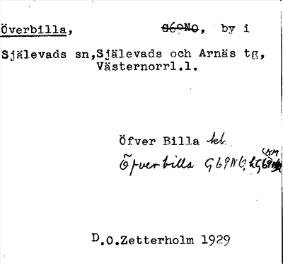 Bild på arkivkortet för arkivposten Överbilla