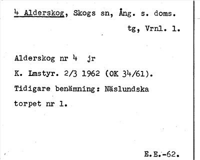 Bild på arkivkortet för arkivposten Alderskog