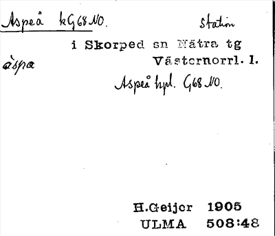 Bild på arkivkortet för arkivposten Aspeå