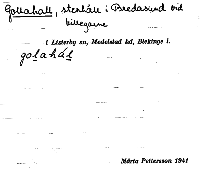 Bild på arkivkortet för arkivposten Gollahall