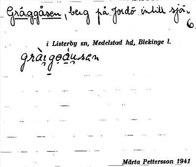 Bild på arkivkortet för arkivposten Gräggåsen