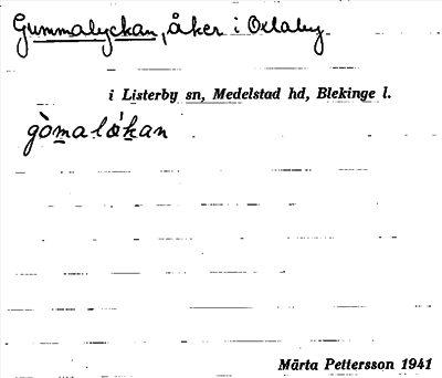 Bild på arkivkortet för arkivposten Gummalyckan