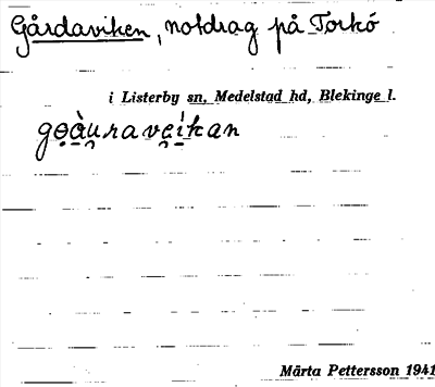 Bild på arkivkortet för arkivposten Gårdaviken