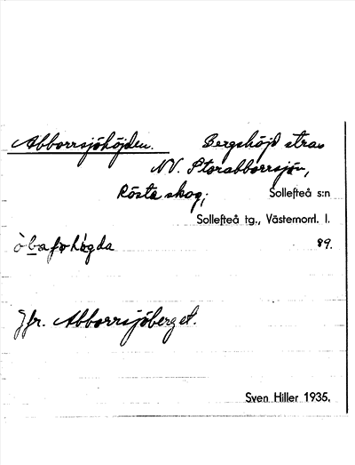 Bild på arkivkortet för arkivposten Abborrsjöhöjden