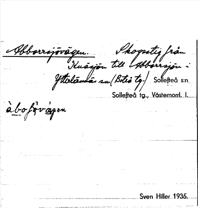 Bild på arkivkortet för arkivposten Abborrsjövägen