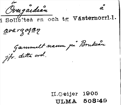 Bild på arkivkortet för arkivposten Övergårdsån