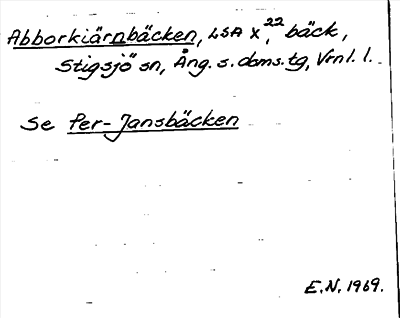Bild på arkivkortet för arkivposten Abborkiärnbäcken, se Per-Jansbäcken