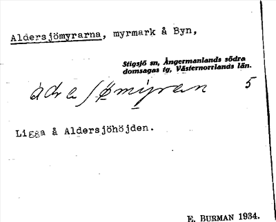 Bild på arkivkortet för arkivposten Aldersjömyrarna
