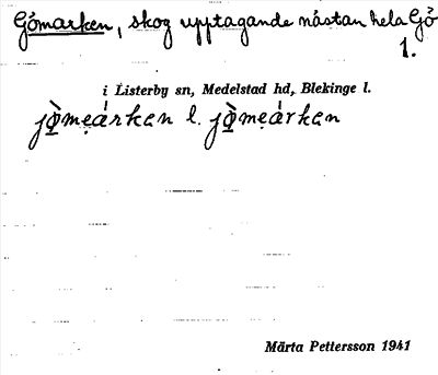 Bild på arkivkortet för arkivposten Gömarken