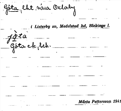 Bild på arkivkortet för arkivposten Göta