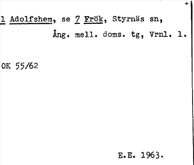 Bild på arkivkortet för arkivposten Adolfshem, se 7 Frök