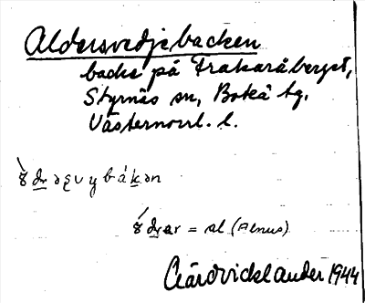 Bild på arkivkortet för arkivposten Aldersvedjebacken