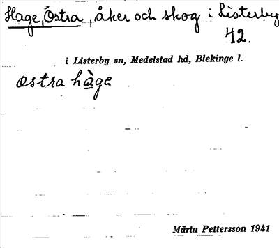Bild på arkivkortet för arkivposten Hage, Östra