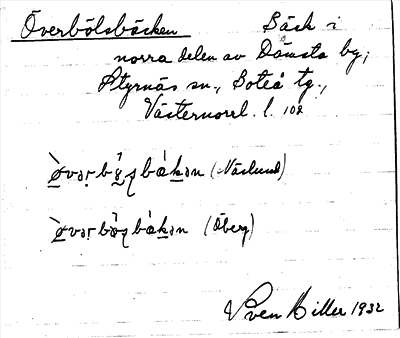 Bild på arkivkortet för arkivposten Överbölsbäcken