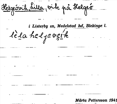 Bild på arkivkortet för arkivposten Helgeövik, Lilla