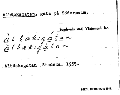 Bild på arkivkortet för arkivposten Albäcksgatan