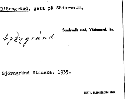 Bild på arkivkortet för arkivposten Björngränd
