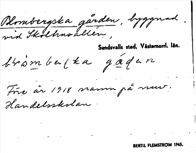 Bild på arkivkortet för arkivposten Blombergska gården