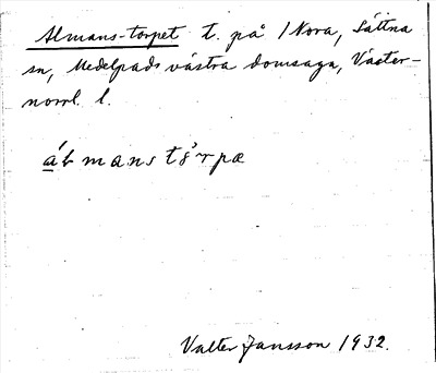 Bild på arkivkortet för arkivposten Almans-torpet