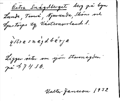 Bild på arkivkortet för arkivposten Östra Snägdberget