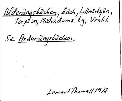 Bild på arkivkortet för arkivposten Alderängsbäcken, se Arderängsbäcken