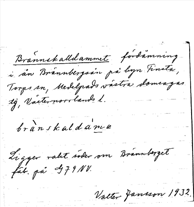Bild på arkivkortet för arkivposten Brännskalldammet