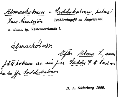 Bild på arkivkortet för arkivposten Almasholmen