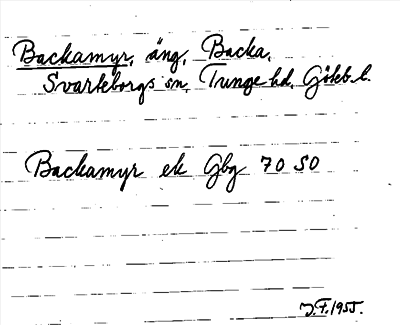 Bild på arkivkortet för arkivposten Backamyr