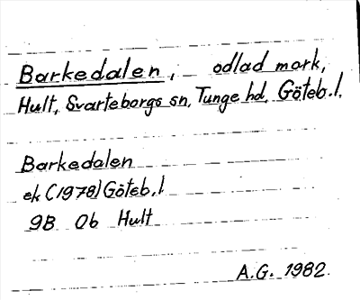 Bild på arkivkortet för arkivposten Barkedalen