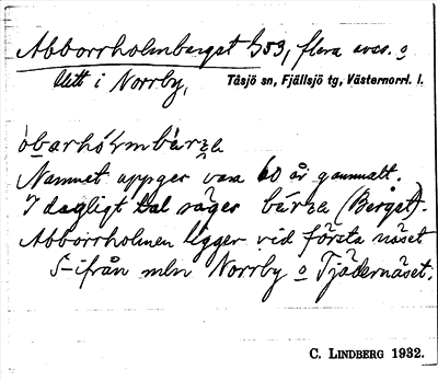 Bild på arkivkortet för arkivposten Abborrholmberget