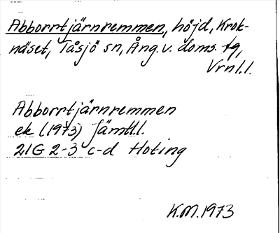 Bild på arkivkortet för arkivposten Abborrtjärnremmen