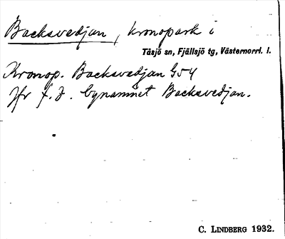 Bild på arkivkortet för arkivposten Backsvedjan