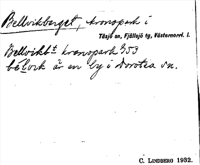 Bild på arkivkortet för arkivposten Bellvikberget