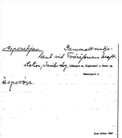 Bild på arkivkortet för arkivposten Aspsvedjan