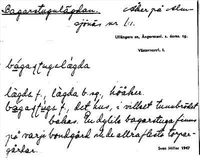 Bild på arkivkortet för arkivposten Bagarstugulägdan