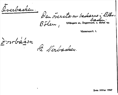 Bild på arkivkortet för arkivposten Överbacken