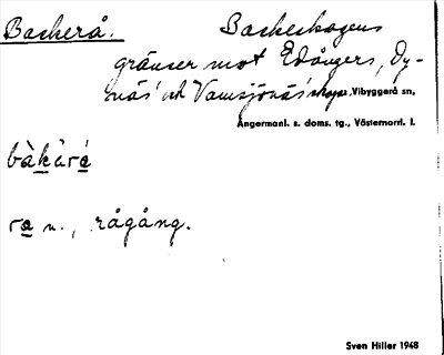 Bild på arkivkortet för arkivposten Backerå