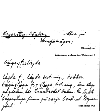 Bild på arkivkortet för arkivposten Bagarstugulägdan