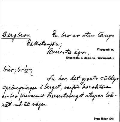 Bild på arkivkortet för arkivposten Bergbron