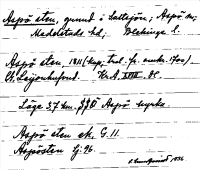 Bild på arkivkortet för arkivposten Aspö sten