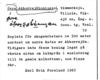 Bild på arkivkortet för arkivposten Abborrsjöboningen, Övre