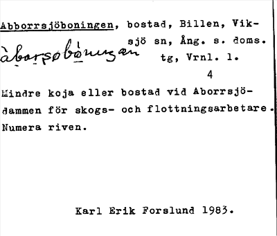 Bild på arkivkortet för arkivposten Abborrsjöboningen