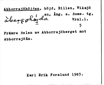 Bild på arkivkortet för arkivposten Abborrsjöhöjden