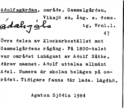 Bild på arkivkortet för arkivposten Adolfsgärdan