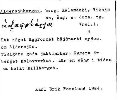 Bild på arkivkortet för arkivposten Aldersjöberget