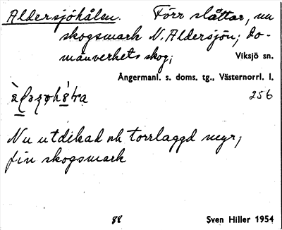 Bild på arkivkortet för arkivposten Aldersjöhålen