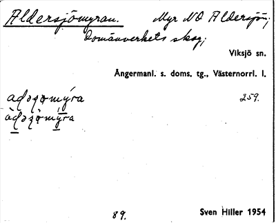 Bild på arkivkortet för arkivposten Aldersjömyran