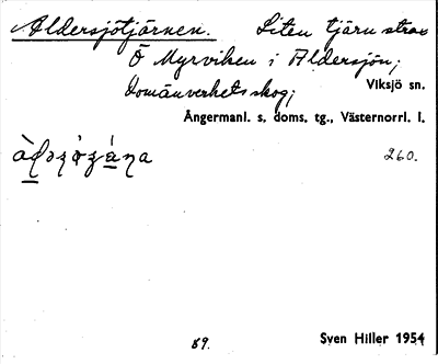 Bild på arkivkortet för arkivposten Aldersjötjärnen