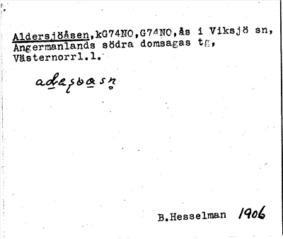Bild på arkivkortet för arkivposten Aldersjöåsen